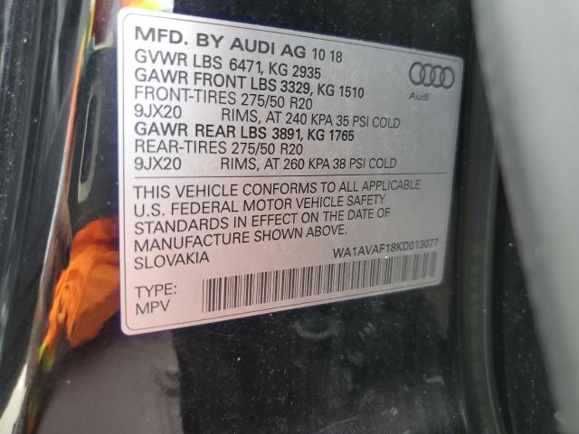 2019 AUDI Q8 PREMIUM WA1AVAF18KD013077