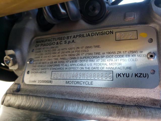 2021 APRILIA RSV4 1100 ZD4KYUA09MS000066