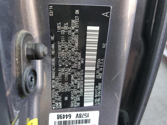 5TDKK3DC0ES471014 Toyota SIENNA LE