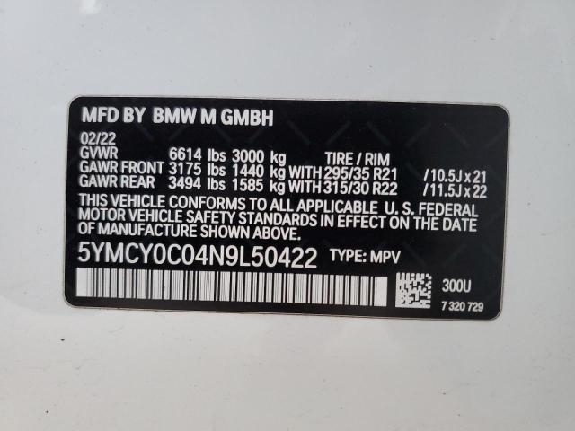 2022 BMW X6 M 5YMCY0C04N9L50422