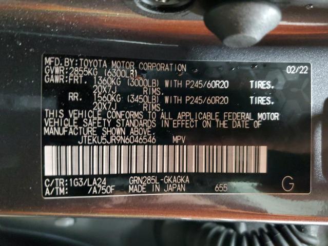 2022 TOYOTA 4RUNNER LI JTEKU5JR9N6046546