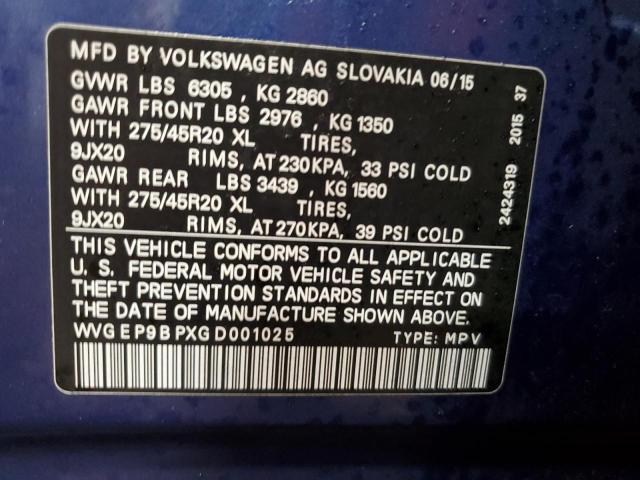 2016 VOLKSWAGEN TOUAREG 3. WVGEP9BPXGD001025
