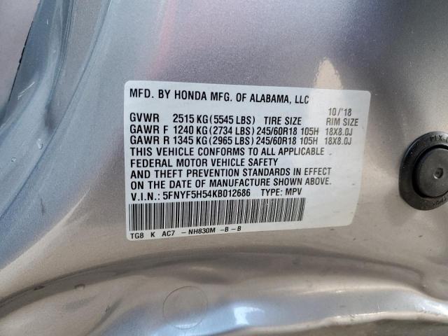 2019 HONDA PILOT EXL - 5FNYF5H54KB012686