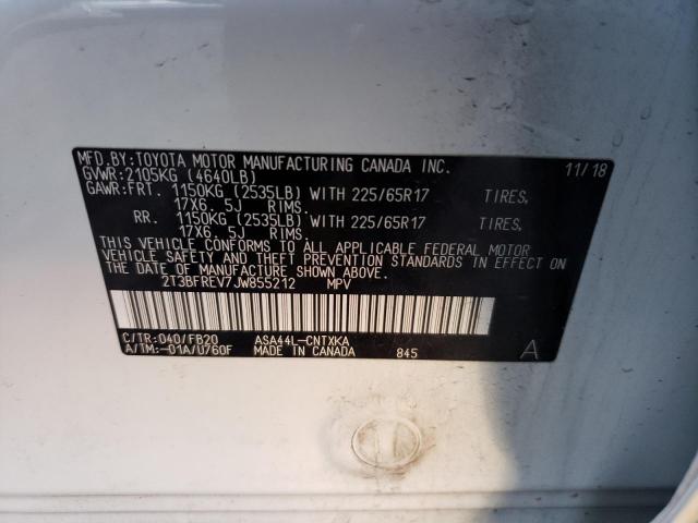 2T3BFREV7JW855212 Toyota RAV4 LE