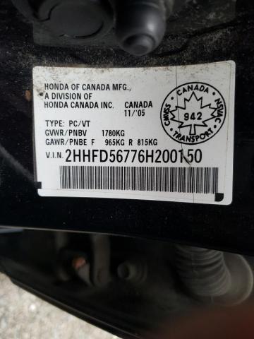 2HHFD56776H200150 Acura Csx Premium