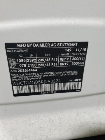 2019 MERCEDES-BENZ GLA250 WDCTG4GB5KJ593224