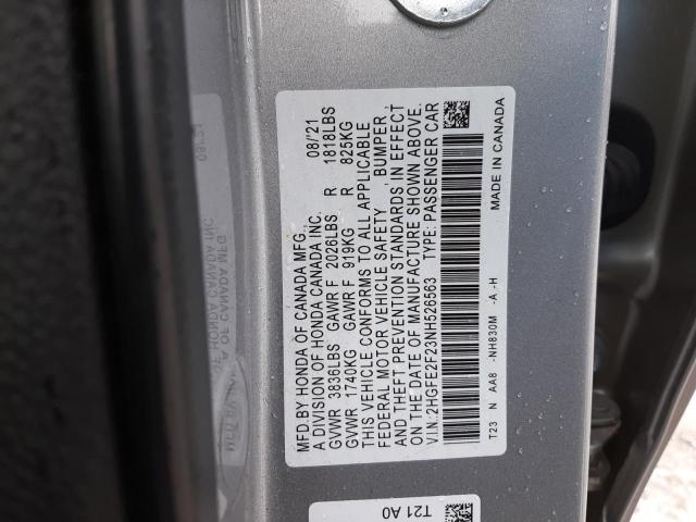 2022 HONDA CIVIC 4D 2HGFE2F23NH526563
