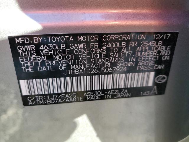 2018 LEXUS IS JTHBA1D26J5067924