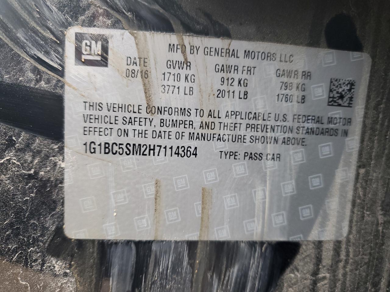 Lot #3311456252 2017 CHEVROLET CRUZE LS