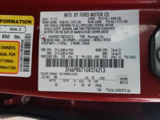 3FA6P0G71GR276213 Ford FUSION S