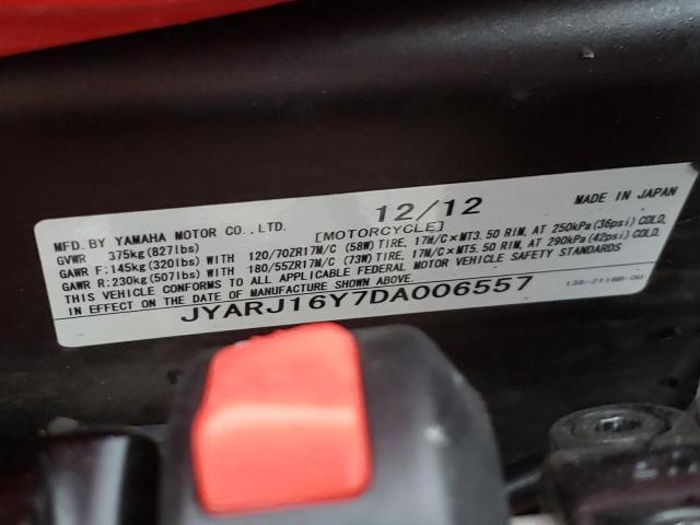2013 YAMAHA YZFR6 C JYARJ16Y7DA006557