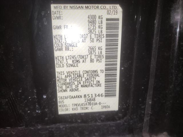 2019 NISSAN NV 3500 - 5BZAF0AA4KN851346