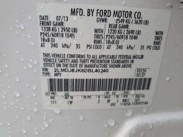 2LMDJ8JK6DBL40240 Lincoln MKX