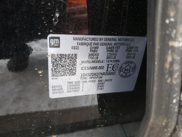1GKS2GKD7NR258003 GMC Yukon Xl K1500 Slt