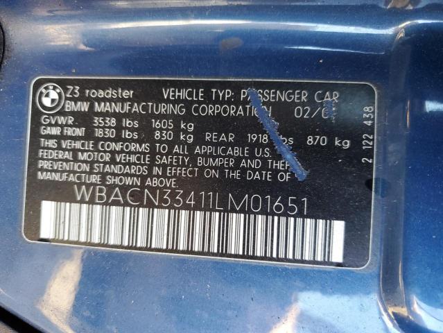 WBACN33411LM01651 BMW Z3