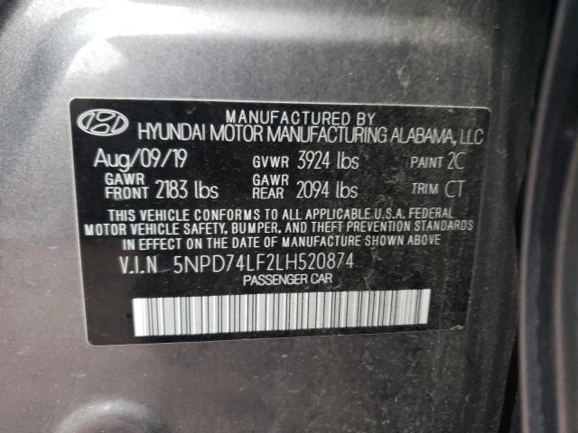 2020 HYUNDAI ELANTRA 4D 5NPD74LF2LH520874