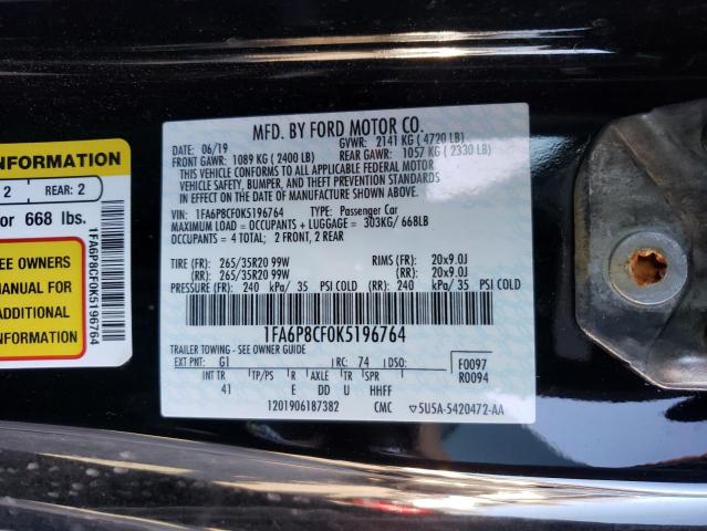 2019 FORD MUSTANG GT - 1FA6P8CF0K5196764