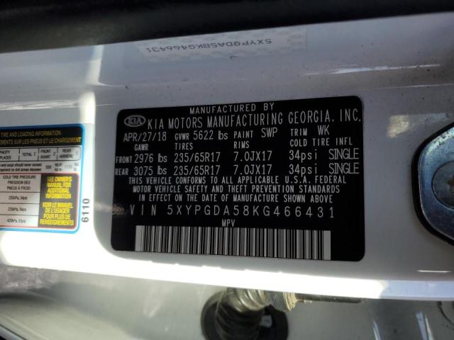 5XYPGDA58KG466431 KIA SORENTO LX