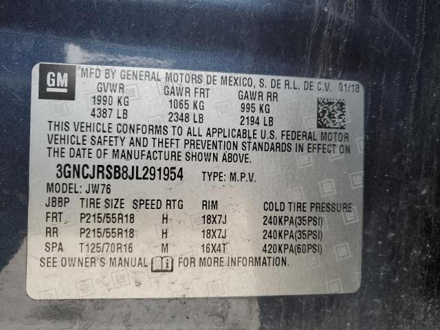 2018 CHEVROLET TRAX PREMI 3GNCJRSB8JL291954