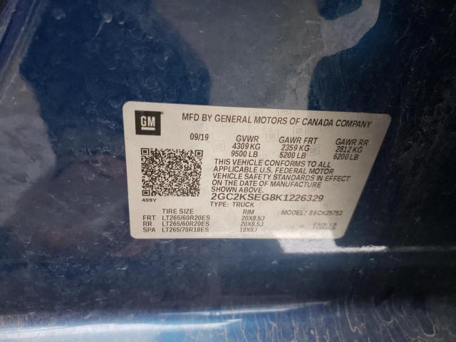 2019 CHEVROLET SILVERADO2 2GC2KSEG8K1226329