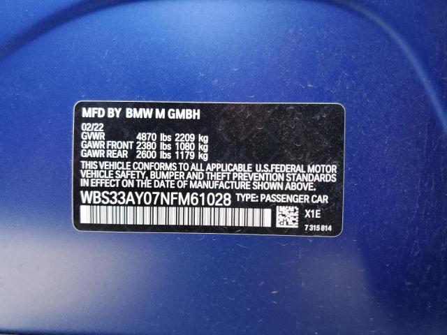 2022 BMW M3 COMPETI WBS33AY07NFM61028