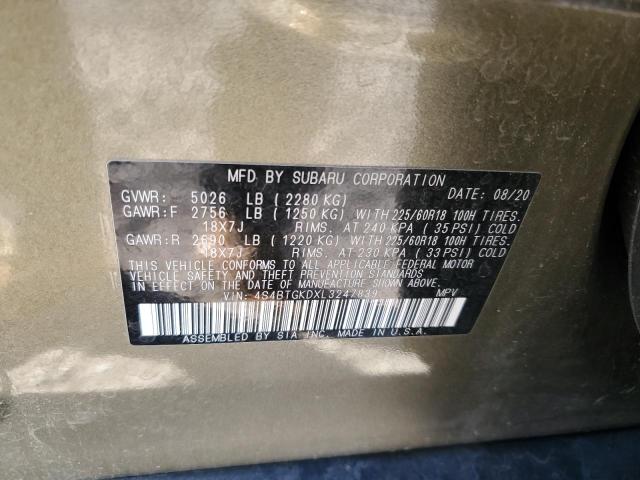 2020 SUBARU OUTBACK ON 4S4BTGKDXL3247839