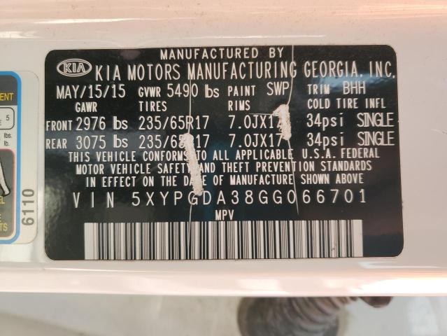 5XYPGDA38GG066701 KIA SORENTO LX
