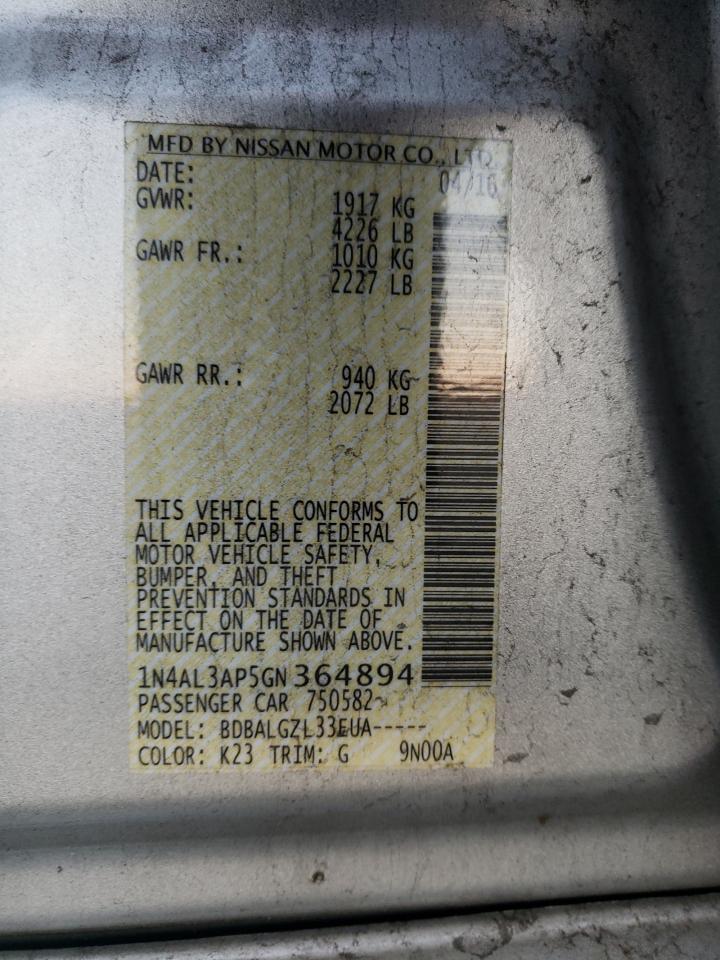 1N4AL3AP5GN364894 NISSAN ALTIMA 2016