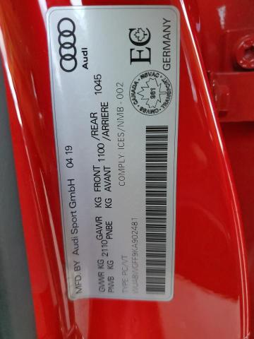 2019 AUDI RS3 - WUABWGFF9KA902481