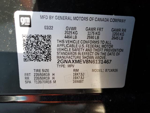 2022 CHEVROLET EQUINOX RS 2GNAXMEV8N6131467