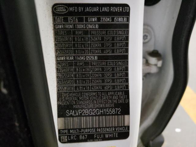 SALVP2BG2GH155872 Land Rover RANGEROVER