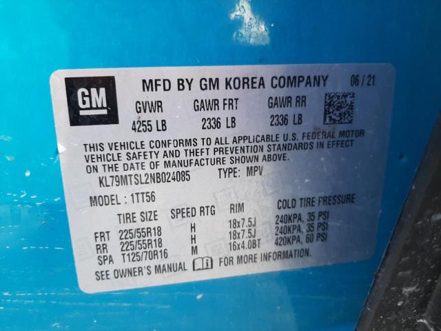 2022 CHEVROLET TRAILBRAZE KL79MTSL2NB024085