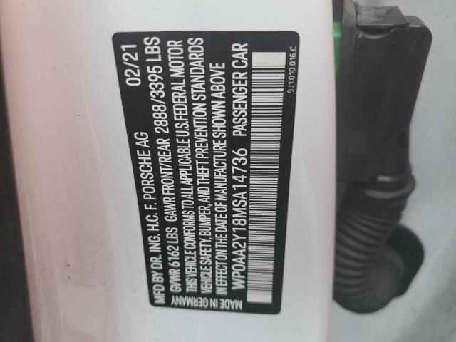 2021 PORSCHE TAYCAN WP0AA2Y18MSA14736