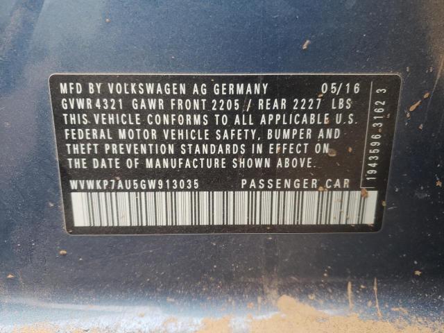 2016 VOLKSWAGEN E-GOLF SE WVWKP7AU5GW913035