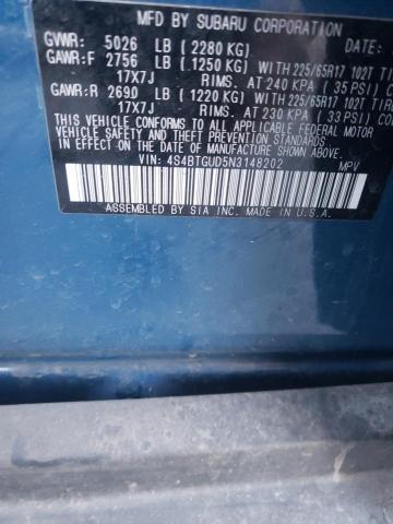 2022 SUBARU OUTBACK WI 4S4BTGUD5N3148202