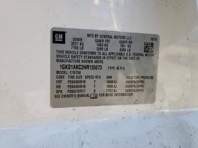 1GKS1AKC2HR135673 GMC YUKON SLE