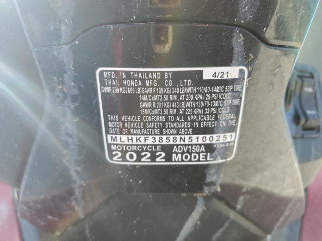 2022 HONDA ADV150 A - MLHKF3858N5100251