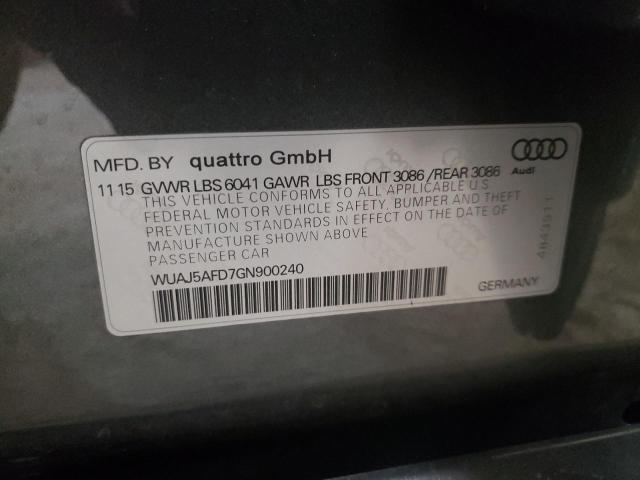 2016 AUDI S8 PLUS QU WUAJ5AFD7GN900240
