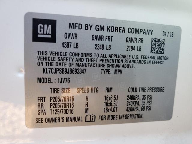 KL7CJPSB9JB693347 | 2018 CHEVROLET TRAX 1LT