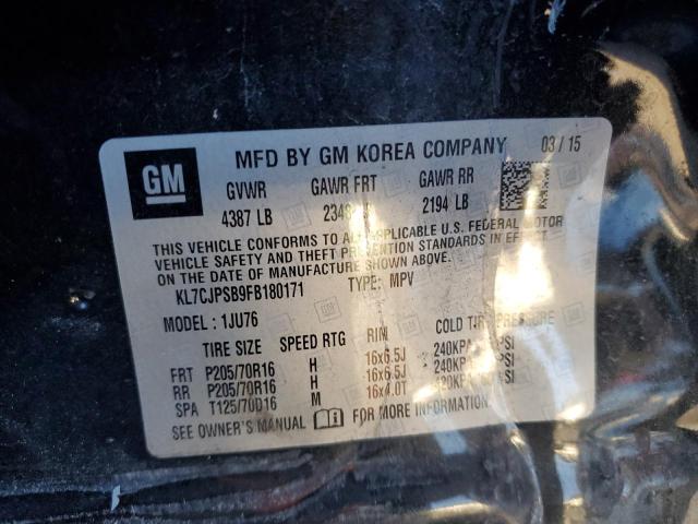 2015 CHEVROLET TRAX 1LS - KL7CJPSB9FB180171