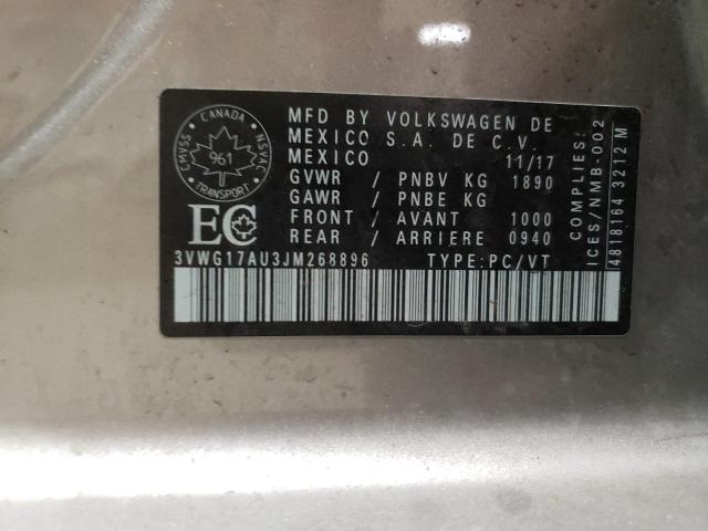 2018 VOLKSWAGEN GOLF S - 3VWG17AU3JM268896