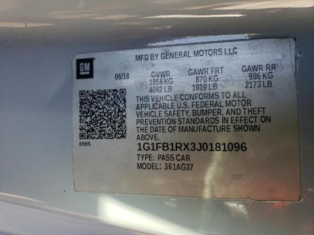 2018 CHEVROLET CAMARO LT - 1G1FB1RX3J0181096