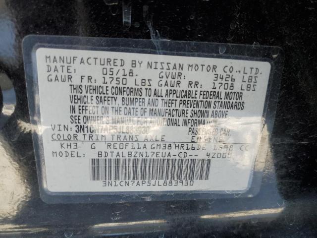2018 NISSAN VERSA SEDA 3N1CN7AP5JL883930