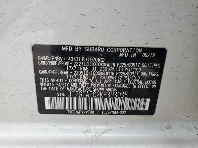 JF2GTAEC2KH393035 Subaru Crosstrek Premium
