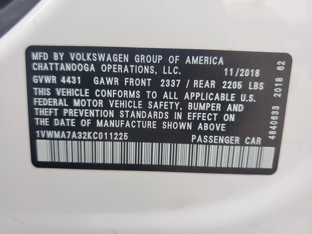 2019 VOLKSWAGEN PASSAT SE - 1VWMA7A32KC011225