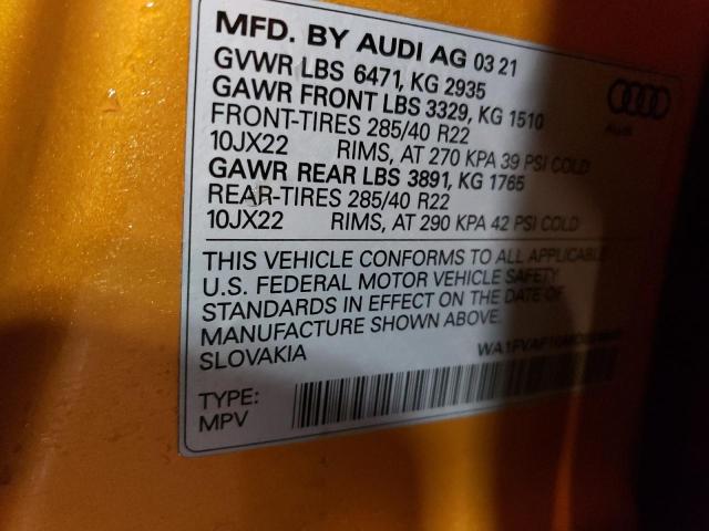 2021 AUDI Q8 PRESTIG WA1FVAF10MD034949