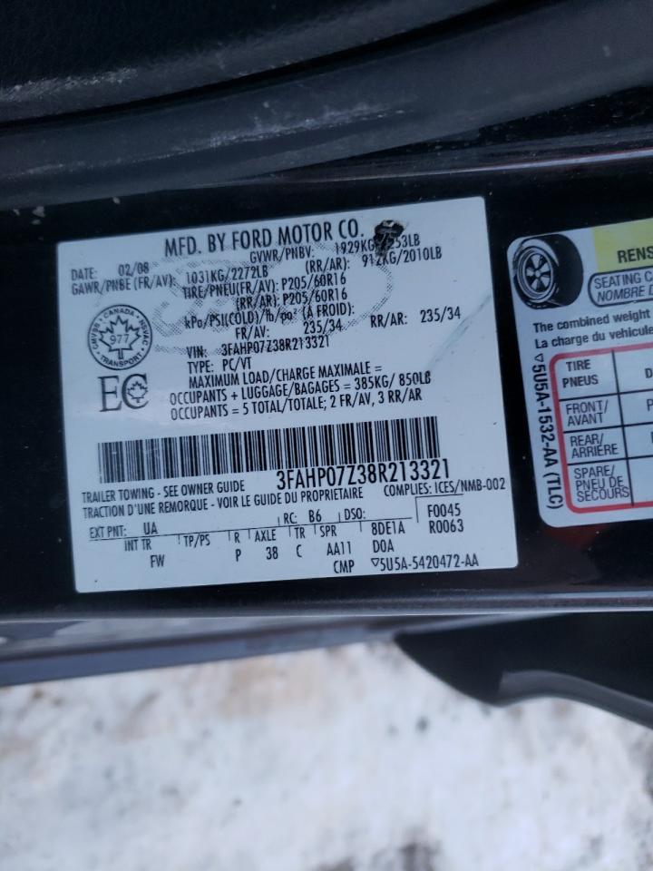 3FAHP07Z38R213321 2008 Ford Fusion Se