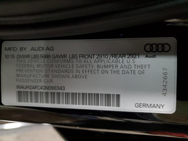 2016 AUDI S6 PRESTIG WAUH2AFC4GN096343