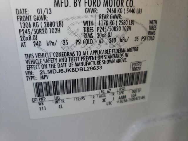 2LMDJ6JK8DBL29633 Lincoln MKX