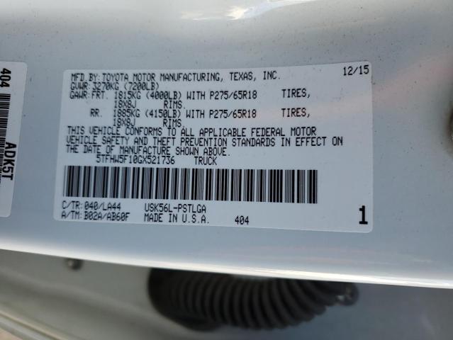 2016 TOYOTA 02 5FD25 5TFHW5F10GX521736